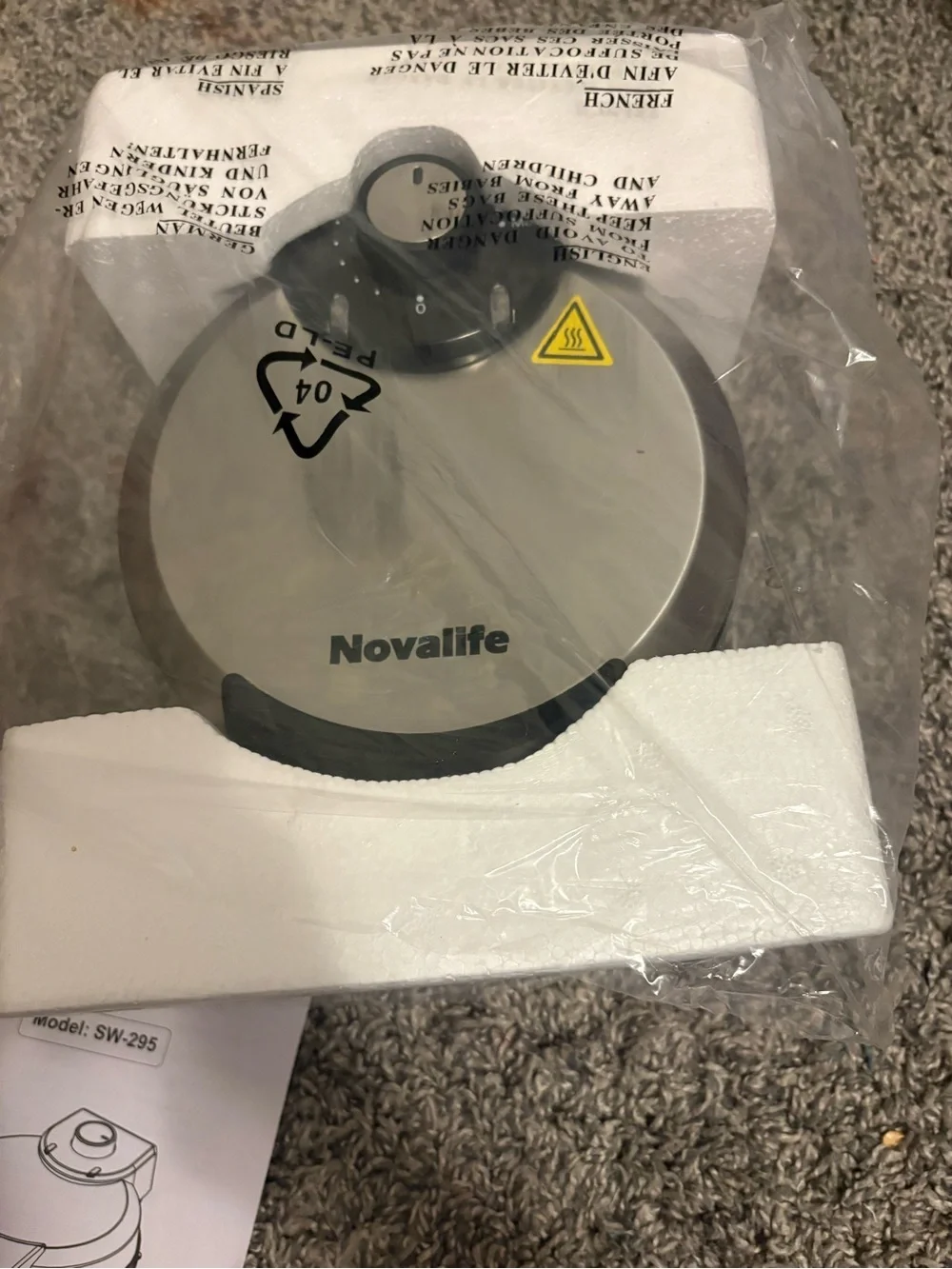 Round Silver Electric Waffle Maker - Black Nonstick Plates
